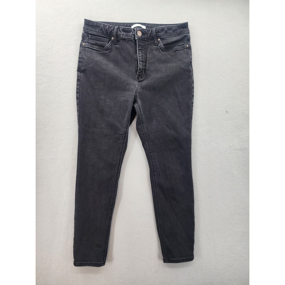 LC Lauren Conrad High Rise Curvy Skinny Jeans Black Faded Denim Womens Size 12